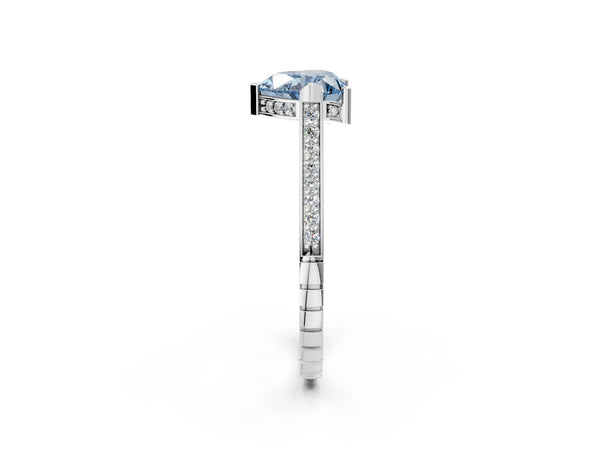 Platinum Heart-Shaped Vintage Cathedral Engagement Ring Setting for Fancy Blue Center