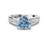 White gold Fancy Blue Heart  Solitaire Diamond Ring with Channel-Set Band and Four-Prong Setting_3
