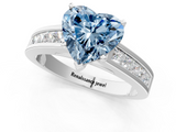 White gold Fancy Blue Heart  Solitaire Diamond Ring with Channel-Set Band and Four-Prong Setting_4