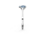 White gold Fancy Blue Heart  Solitaire Diamond Ring with Four-Prong Setting and Tapered Band 2