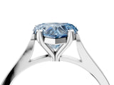 White gold Fancy Blue Heart  Solitaire Diamond Ring with Four-Prong Setting and Tapered Band 4