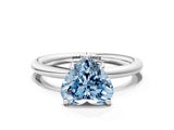 White gold Fancy Blue Heart  Solitaire Diamond Ring with Four-Prong Setting on a Plain Band_32