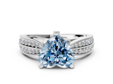 White gold Fancy Blue Heart  Solitaire Diamond Ring with Milgrain Pavé Band and Four-Prong Setting_20