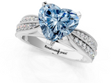 White gold Fancy Blue Heart  Solitaire Diamond Ring with Milgrain Pavé Band and Four-Prong Setting_21