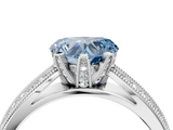 White gold Fancy Blue Heart  Solitaire Diamond Ring with Milgrain Pavé Band and Four-Prong Setting_24