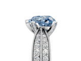 White gold Fancy Blue Heart  Solitaire Diamond Ring with Milgrain Pavé Band and Four-Prong Setting_25