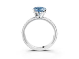 White gold Fancy Blue Heart  Solitaire Diamond Ring with Milgrain and Black Enamel X Pattern Band_115