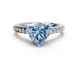 White gold Fancy Blue Heart  Solitaire Diamond Ring with Pavé Band and Four-Prong Setting_118