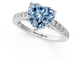White gold Fancy Blue Heart  Solitaire Diamond Ring with Pavé Band and Four-Prong Setting_119