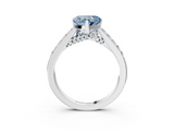 White gold Fancy Blue Heart  Solitaire Diamond Ring with Pavé Band and Four-Prong Setting_121