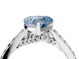 White gold Fancy Blue Heart  Solitaire Diamond Ring with Pavé Band and Four-Prong Setting_122
