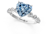 White gold Fancy Blue Heart  Solitaire Diamond Ring with Pave Band and Four-Prong Setting_244
