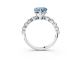 White gold Fancy Blue Heart  Solitaire Diamond Ring with Pave Band and Four-Prong Setting_247