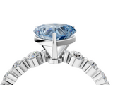 White gold Fancy Blue Heart  Solitaire Diamond Ring with Pave Band and Four-Prong Setting_253