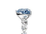 White gold Fancy Blue Heart  Solitaire Diamond Ring with Pave Band and Four-Prong Setting_254