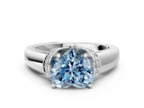 White gold Fancy Blue Heart  Solitaire Diamond Ring with Pave Band and Six-Prong Setting_32