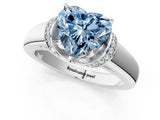 White gold Fancy Blue Heart  Solitaire Diamond Ring with Pave Band and Six-Prong Setting_33