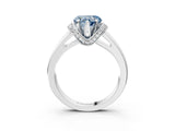 White gold Fancy Blue Heart  Solitaire Diamond Ring with Pave Band and Six-Prong Setting_35