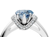 White gold Fancy Blue Heart  Solitaire Diamond Ring with Pave Band and Six-Prong Setting_36