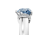 White gold Fancy Blue Heart  Solitaire Diamond Ring with Pave Band and Six-Prong Setting_37