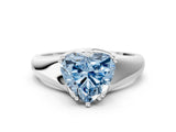 White gold Fancy Blue Heart  Solitaire Diamond Ring with Six-Prong Cathedral Setting_32