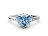 White gold Fancy Blue Heart  Solitaire Diamond Ring with Six-Prong Setting and Tapered Band_17