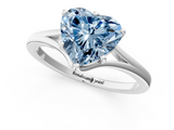 White gold Fancy Blue Heart  Solitaire Diamond Ring with Six-Prong Setting and Tapered Band_18