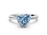 White gold Fancy Blue Heart  Solitaire Diamond Ring with Six-Prong Setting on a Classic Band_3