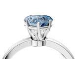 White gold Fancy Blue Heart  Solitaire Diamond Ring with Six-Prong Setting on a Classic Band_7