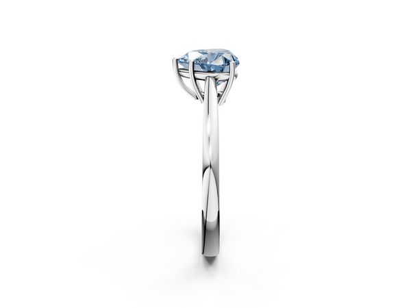 Platinum Fancy Blue Heart  Solitaire Diamond Ring with Split Shank and Four-Prong Setting