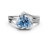 White gold Fancy Blue Heart  Solitaire Diamond Ring with Split Shank and Prong Setting_41