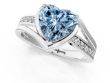 White gold Fancy Blue Heart  Solitaire Diamond Ring with Split Shank and Prong Setting_42
