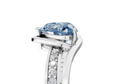 White gold Fancy Blue Heart  Solitaire Diamond Ring with Split Shank and Prong Setting_46