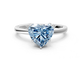 White gold Fancy Blue Heart  Solitaire Diamond Ring with Thin Band and Four-Prong Setting_3