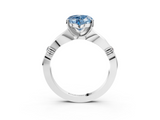 White gold Fancy Blue Heart  Solitaire Diamond Twisted Band with Four-Prong Setting_61