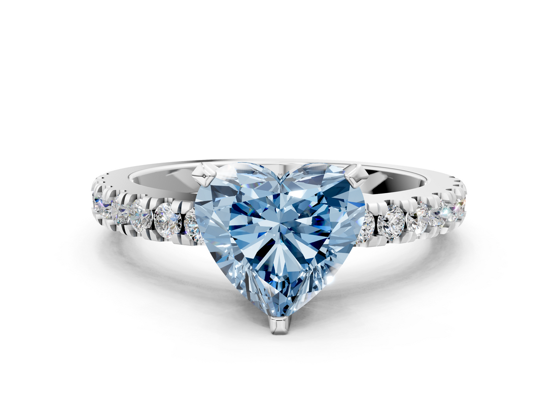 White gold Fancy Blue Heart  Solitaire Diamond with Pavé Band and Four-Prong Setting_28