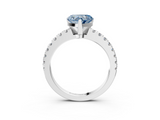 White gold Fancy Blue Heart  Solitaire Diamond with Pavé Band and Four-Prong Setting_35