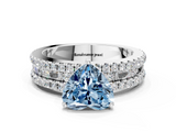 White gold Fancy Blue Heart  Solitaire Diamond with Pave and Channel Set Band_67