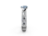 White gold Fancy Blue Heart  Solitaire Diamond with Pave and Channel Set Band_70