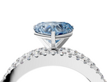 White gold Fancy Blue Heart  Solitaire Diamond with Pave and Channel Set Band_71
