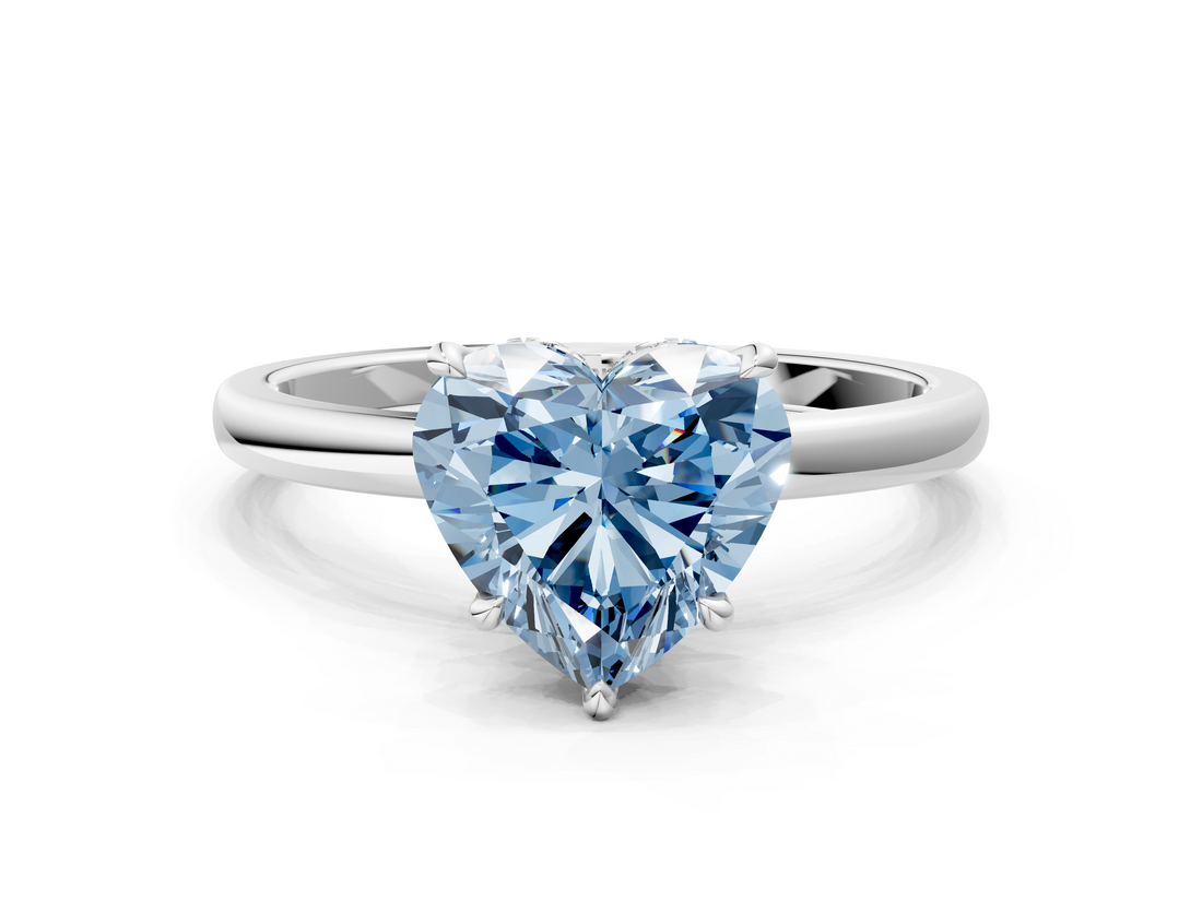 White gold Fancy Blue Heart  Solitaire Engagement Ring with Cathedral Band and Four-Prong Setting_21