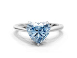 White gold Fancy Blue Heart  Solitaire Engagement Ring with Four-Prong Setting and Classic Band 1
