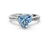 White gold Fancy Blue Heart  Solitaire Engagement Ring with Scrollwork Band and Four-Prong Setting_135