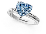 White gold Fancy Blue Heart  Solitaire Engagement Ring with Scrollwork Band and Four-Prong Setting_136