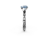 White gold Fancy Blue Heart  Solitaire Engagement Ring with Scrollwork Band and Four-Prong Setting_137