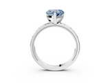 White gold Fancy Blue Heart  Solitaire Engagement Ring with Scrollwork Band and Four-Prong Setting_138