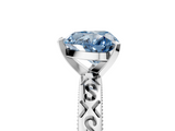 White gold Fancy Blue Heart  Solitaire Engagement Ring with Scrollwork Band and Four-Prong Setting_140