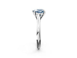 White gold Fancy Blue Heart  Solitaire Engagement Ring with Six-Prong Setting and Classic Band 2