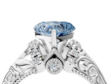 White gold Fancy Blue Heart  Solitaire Filigree Engagement Ring with Halo and Prong Setting_71