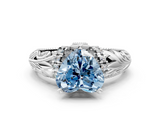 White gold Fancy Blue Heart  Solitaire Filigree Engagement Ring with Halo and Prong Setting_73